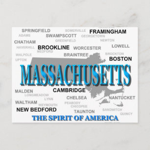 Massachusetts Cities and Towns State Pride Map Briefkaart