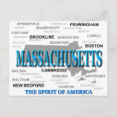 Massachusetts Cities and Towns State Pride Map Briefkaart (Voorkant)