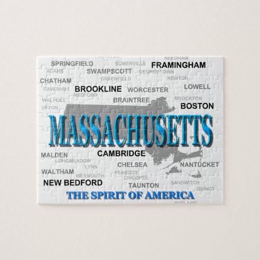 Massachusetts Cities and Towns State Pride Map Legpuzzel (Horizontaal)