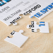 Massachusetts Cities and Towns State Pride Map Legpuzzel (Zijkant)