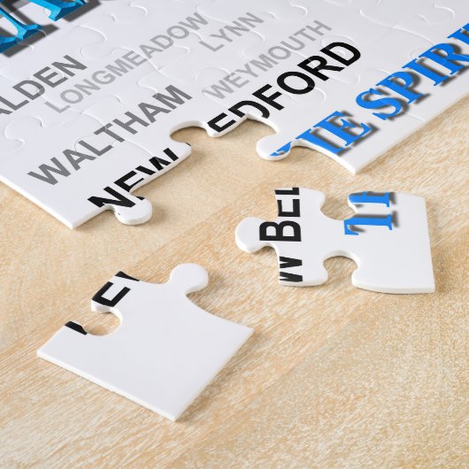 Massachusetts Cities and Towns State Pride Map Legpuzzel (Zijkant)