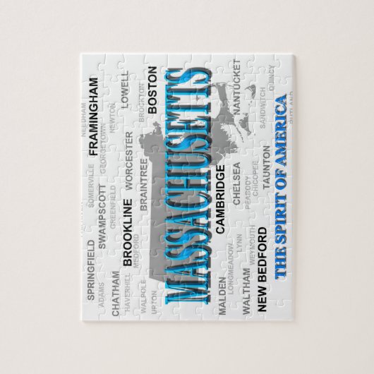 Massachusetts Cities and Towns State Pride Map Legpuzzel (Verticaal)