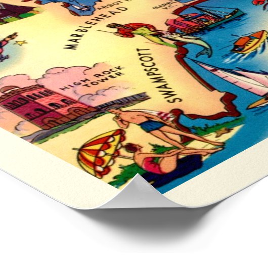  Massachusetts Coast Map Poster (Hoek)