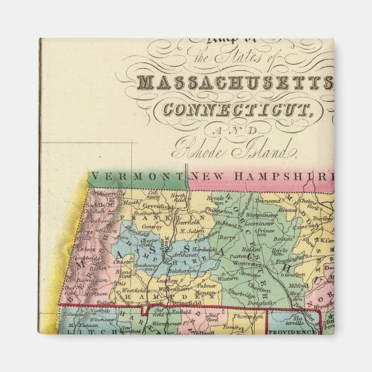 Massachusetts, Connecticut, Rhode Island Magneet (Voorkant)