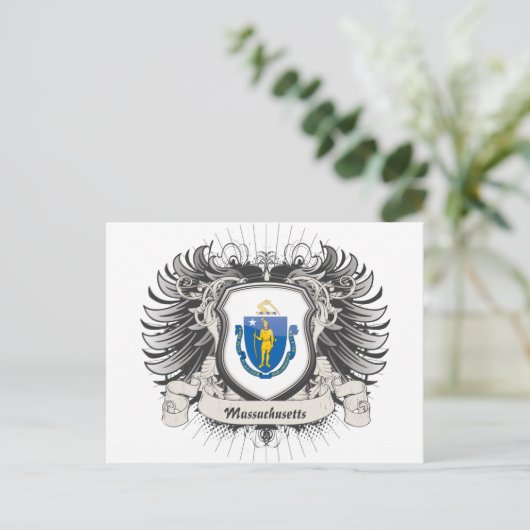 Massachusetts Crest Briefkaart (Staand voorkant)