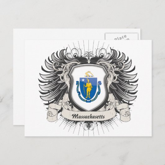 Massachusetts Crest Briefkaart (Voorkant / Achterkant)