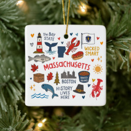 Massachusetts Custom Family Trip Christmas Keramisch Ornament