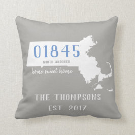 Massachusetts Custom Town Zip Code Home Pillow Kussen