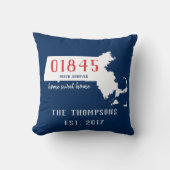 Massachusetts Custom Town Zip Code Pillow Blue Kussen (Voorkant)