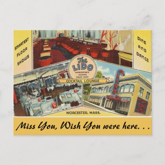 Massachusetts, de Lido, Worcester Briefkaart (Voorkant)