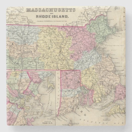 Massachusetts en Rhode Island 2 Stenen Onderzetter (Voorkant)