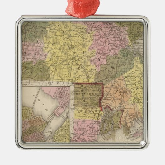 Massachusetts en Rhode Island Metalen Ornament (Voorkant)