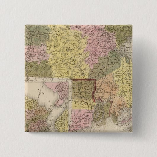 Massachusetts en Rhode Island Vierkante Button 5,1 Cm (Voorkant)