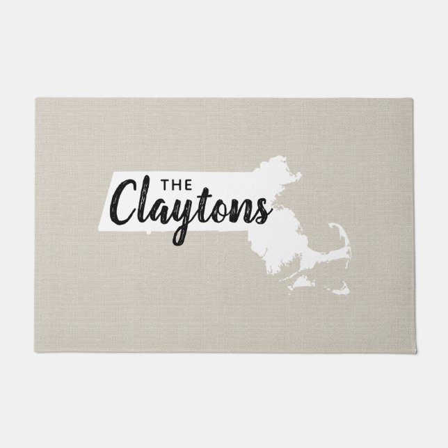 Massachusetts Familie Monogram Staat Deurmat (Voorkant)