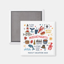 Massachusetts Family Trip Keepsake Custom Magneet