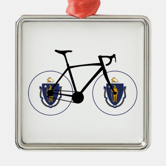 Massachusetts Flag Cycling Metalen Ornament (Voorkant)