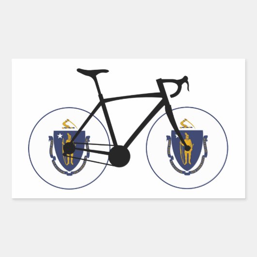 Massachusetts Flag Cycling Rechthoekige Sticker (Voorkant)