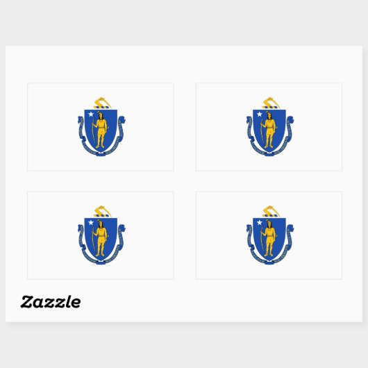 Massachusetts Flag Rechthoekige Sticker (Vel)