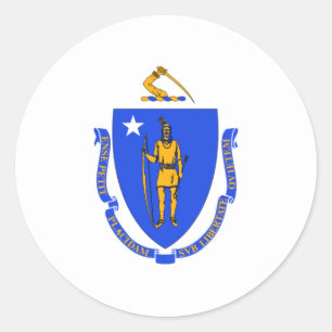 Massachusetts Flag Ronde Sticker