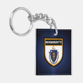 Massachusetts Flag Sleutelhanger (Voorkant Links)