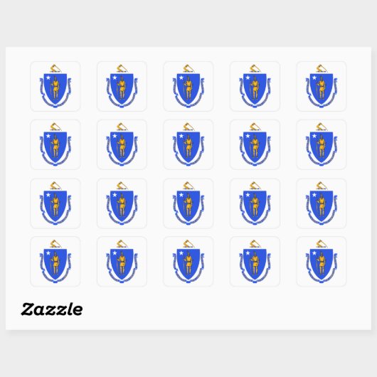 Massachusetts Flag Vierkante Sticker (Vel)