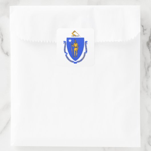 Massachusetts Flag Vierkante Sticker (Tas)