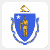 Massachusetts Flag Vierkante Sticker (Voorkant)