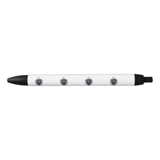 Massachusetts Flag Zwarte Inkt Pen (Voorkant)