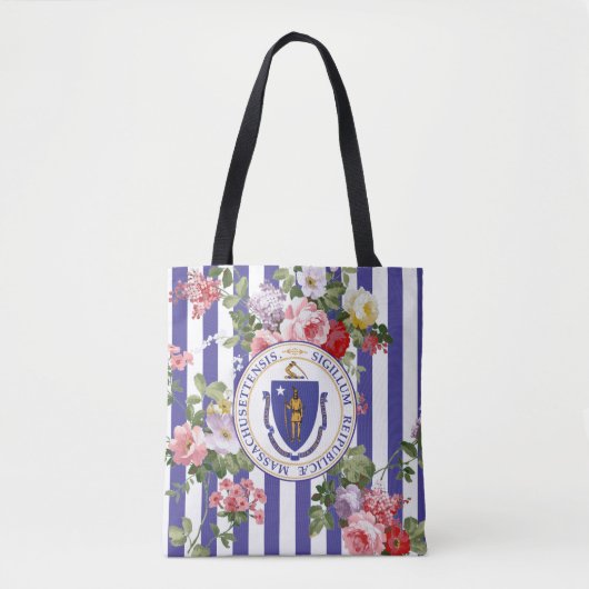Massachusetts Floral Stripe personaliseren Tote Bag (Voorkant)