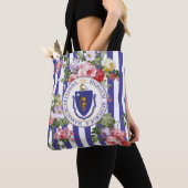 Massachusetts Floral Stripe personaliseren Tote Bag (Dichtbij)