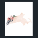 Massachusetts Floral Waterverf State Poster<br><div class="desc">Massachusetts Floral Waterverf State</div>
