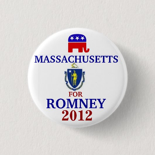 Massachusetts for Romney 2012 Ronde Button 3,2 Cm (Voorkant)