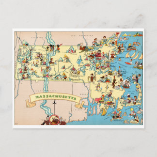 Massachusetts Funny  Map Briefkaart