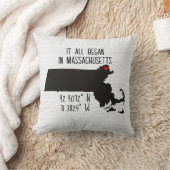 Massachusetts GPS-coördinaten met hart Kussen (Deken)