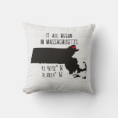 Massachusetts GPS-coördinaten met hart Kussen (Voorkant)