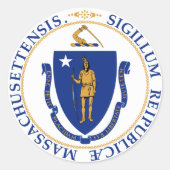 Massachusetts Great Seal Ronde Sticker (Voorkant)