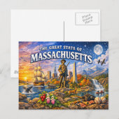 Massachusetts Greetings Postcard  Briefkaart (Voorkant / Achterkant)