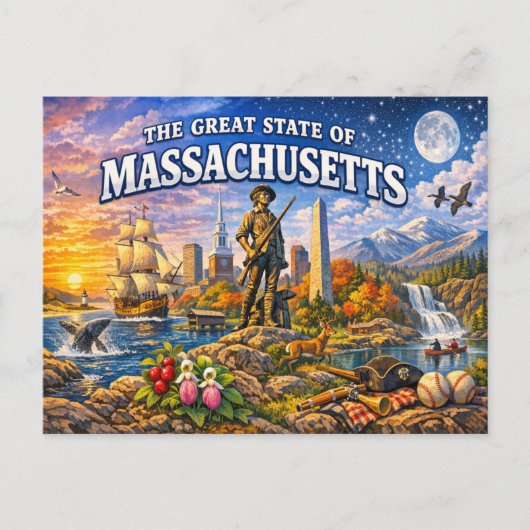Massachusetts Greetings Postcard  Briefkaart (Voorkant)