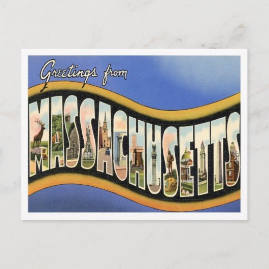 Massachusetts Greetts uit de VS Briefkaart (Voorkant)