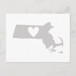 Massachusetts Grey State Map Vorm met hart Briefkaart