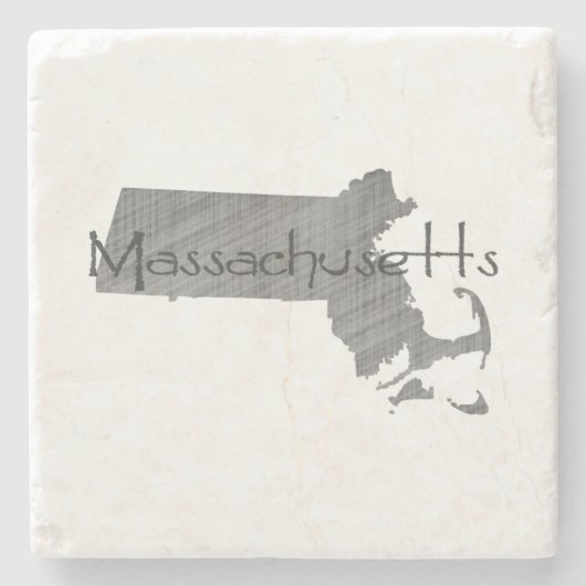 Massachusetts  grijs karton stenen onderzetter (Voorkant)