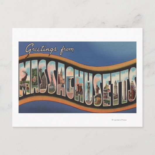 Massachusetts - grote letterscènes briefkaart (Voorkant)