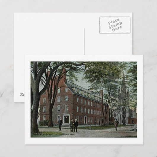 Massachusetts Hall, Vintage van Cambridge Briefkaart (Voorkant / Achterkant)