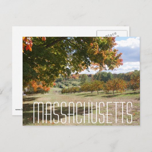 Massachusetts herfst bladerbladeren na kaart (Voorkant / Achterkant)