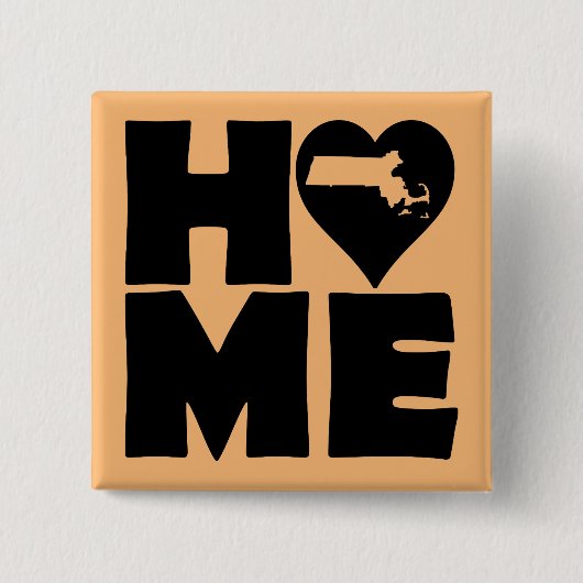 Massachusetts Home Heart State Button Badge Pin (Voorkant)