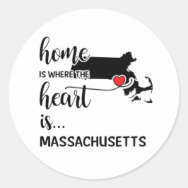 Massachusetts home is waar het hart ligt ronde sticker