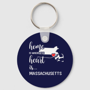 Massachusetts home is waar het hart ligt sleutelhanger