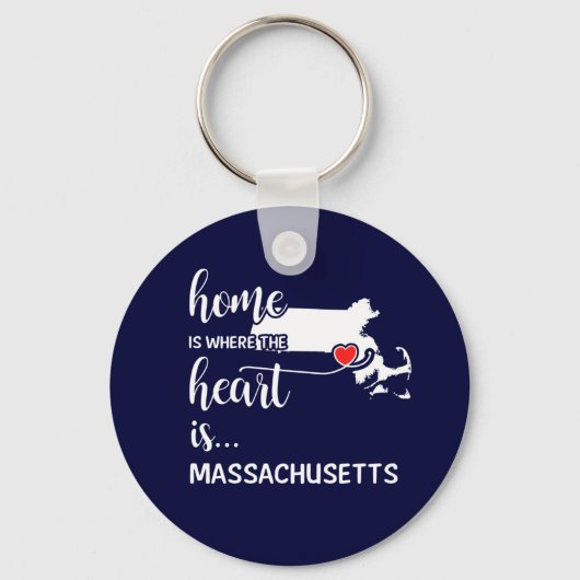 Massachusetts home is waar het hart ligt sleutelhanger (Voorkant)