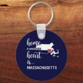 Massachusetts home is waar het hart ligt sleutelhanger (Voorkant)