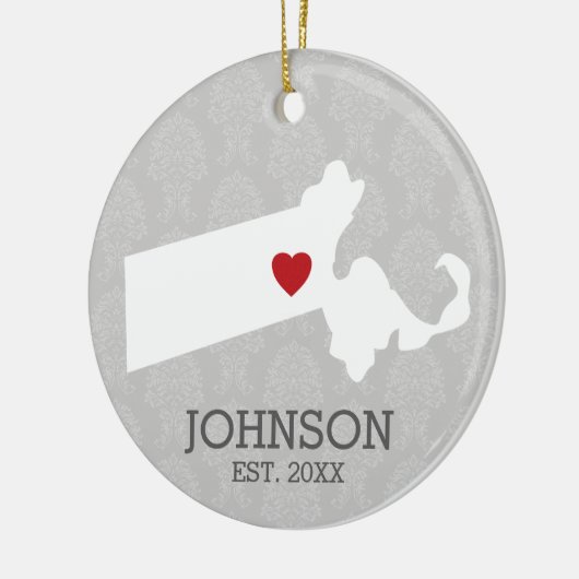 Massachusetts Home State City Map - Custom Weddens Keramisch Ornament (Links)